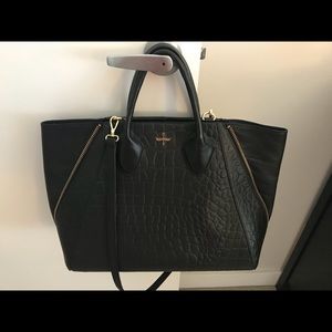 Pour la Victorie leather croc embossed handbag